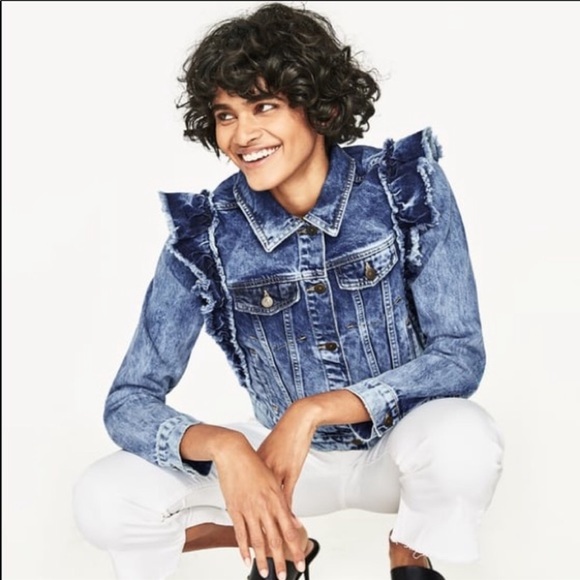 frill denim jacket zara